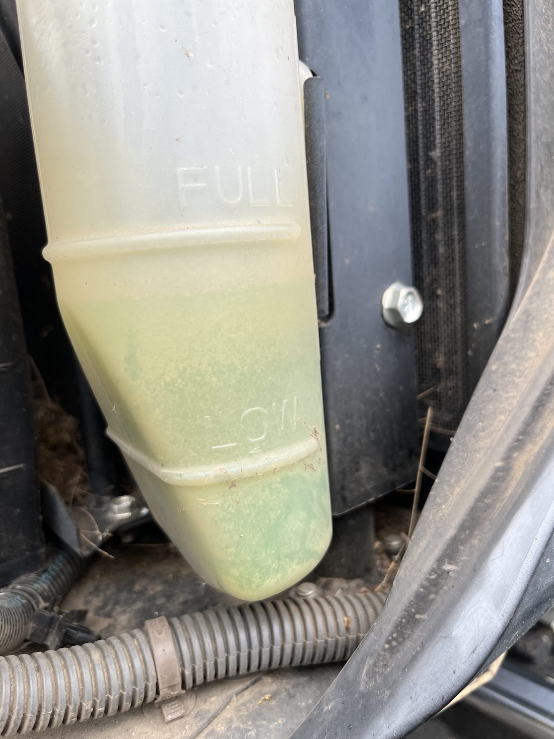 冷却水を補充して液面がLOWとFULLの間まで戻った状態